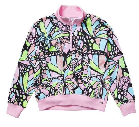 Justice Girls Collection X Long Sleeve Half Zip Pullover, Butterfly by Walmart