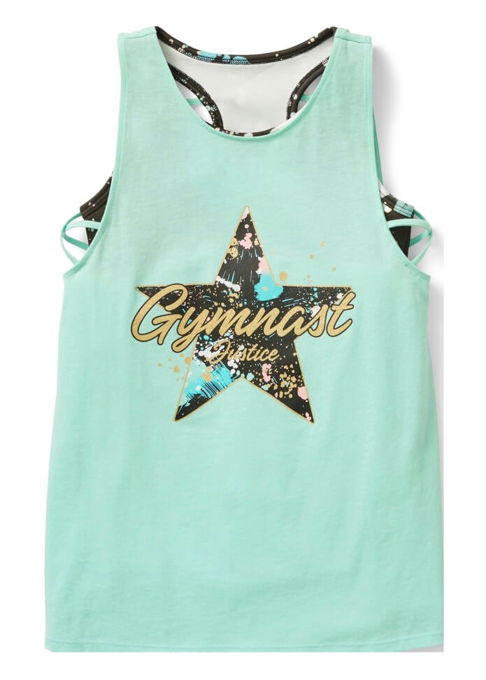 Justice Girls Fashion Gymnastics Tank with Built in Sports Bra, Sizes S-XL by Walmart