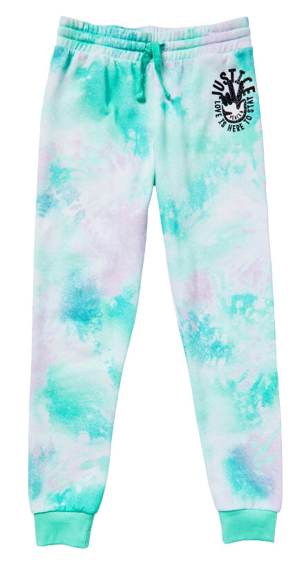 Justice Girls Fleece Graphic Joggers, Teal Tye Dye by Walmart