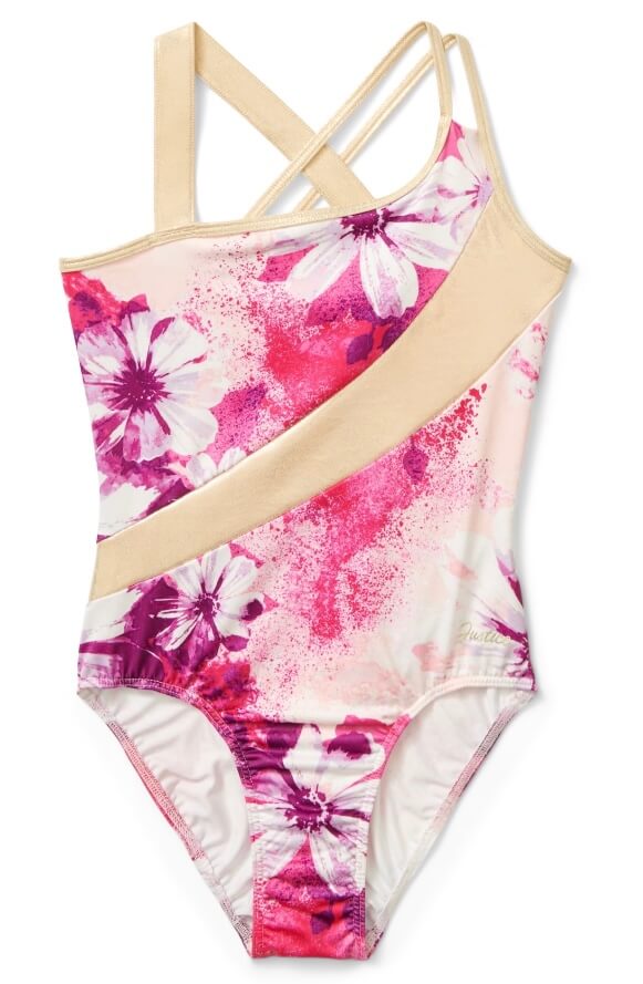 Justice Girls Floral Dance and Gymnastics Leotard With Scrunchie, Sizes XS-XL, 1-Pack by Walmart