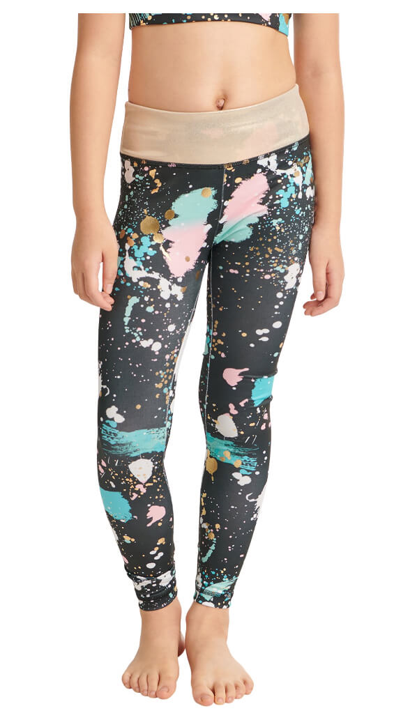 Justice Girls Full-Length Dance Leggings – Super-Stretch Comfort with Foil Waistband by Justice