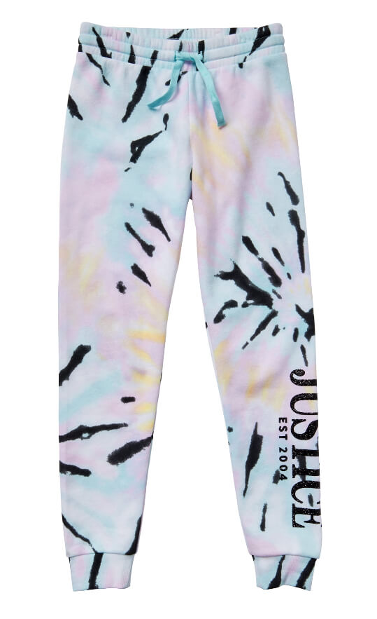 Justice Girls Graphic Fleece Joggers, Tye Dye by Justice