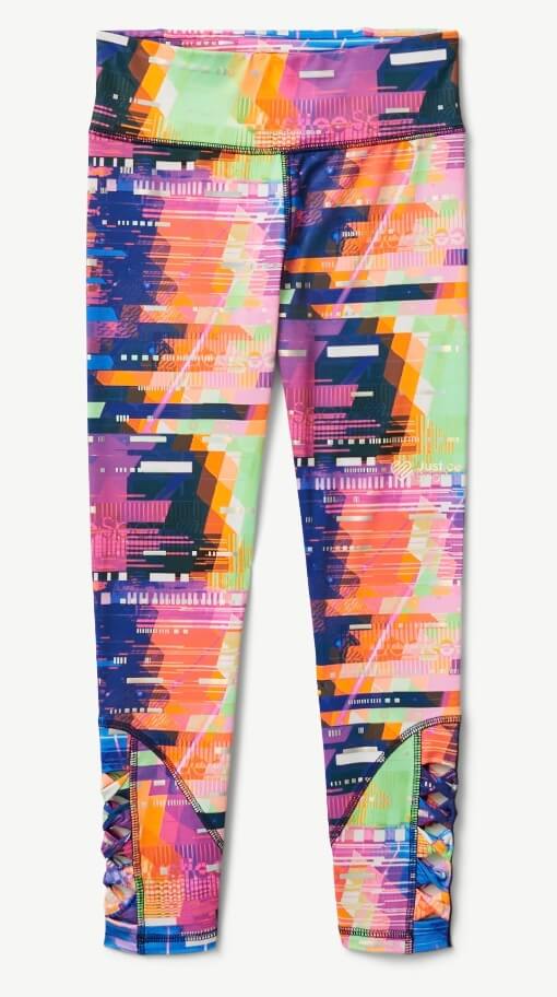Justice Girls J-Sport Ankle Detail Legging – Mid-Rise Fit with Holographic Overlays & Mesh Accents by Justice