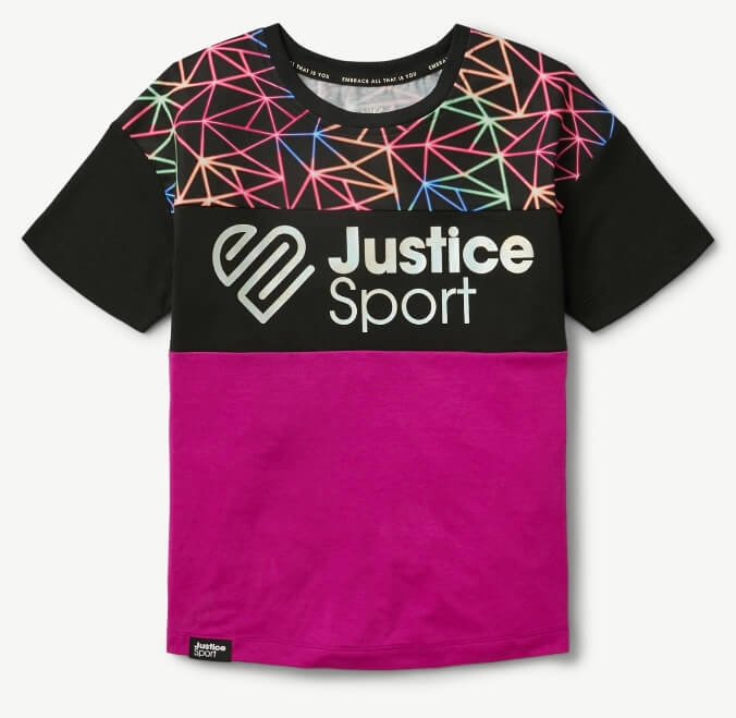 Justice Girls J-Sport Short Sleeve Print Block Oversized T-Shirt, Sizes XS-XLP by Walmart