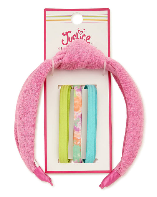 Justice Girls Terry Knit Headband and Hair Elastic Set, 4 Pack by Walmart
