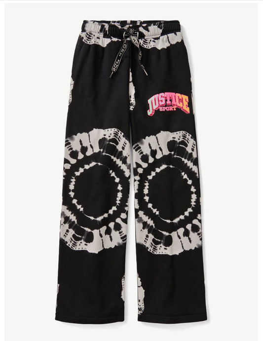 Justice Girls' Flare Dye Effect Sweatpants – Trendy Tie-Dye Print, Cozy Fit, Available in Black & Wildflower by Justice