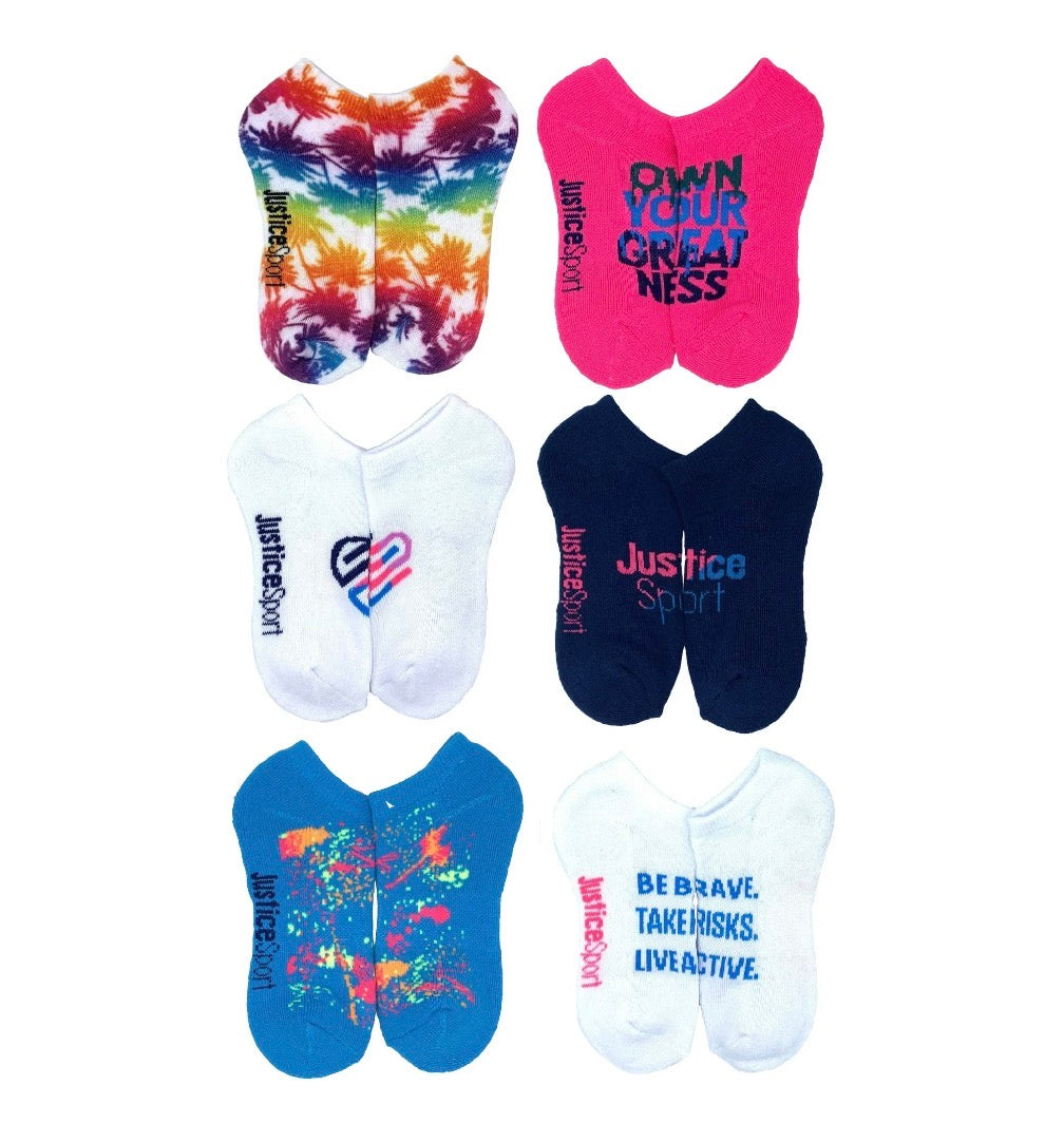Justice Girls No-Show Socks, 6-Pack by Justice