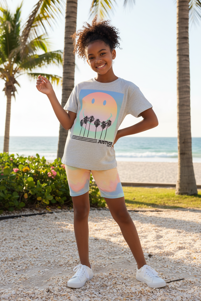 Justice Girls Oversized Tee and Bike Short Set by Justice