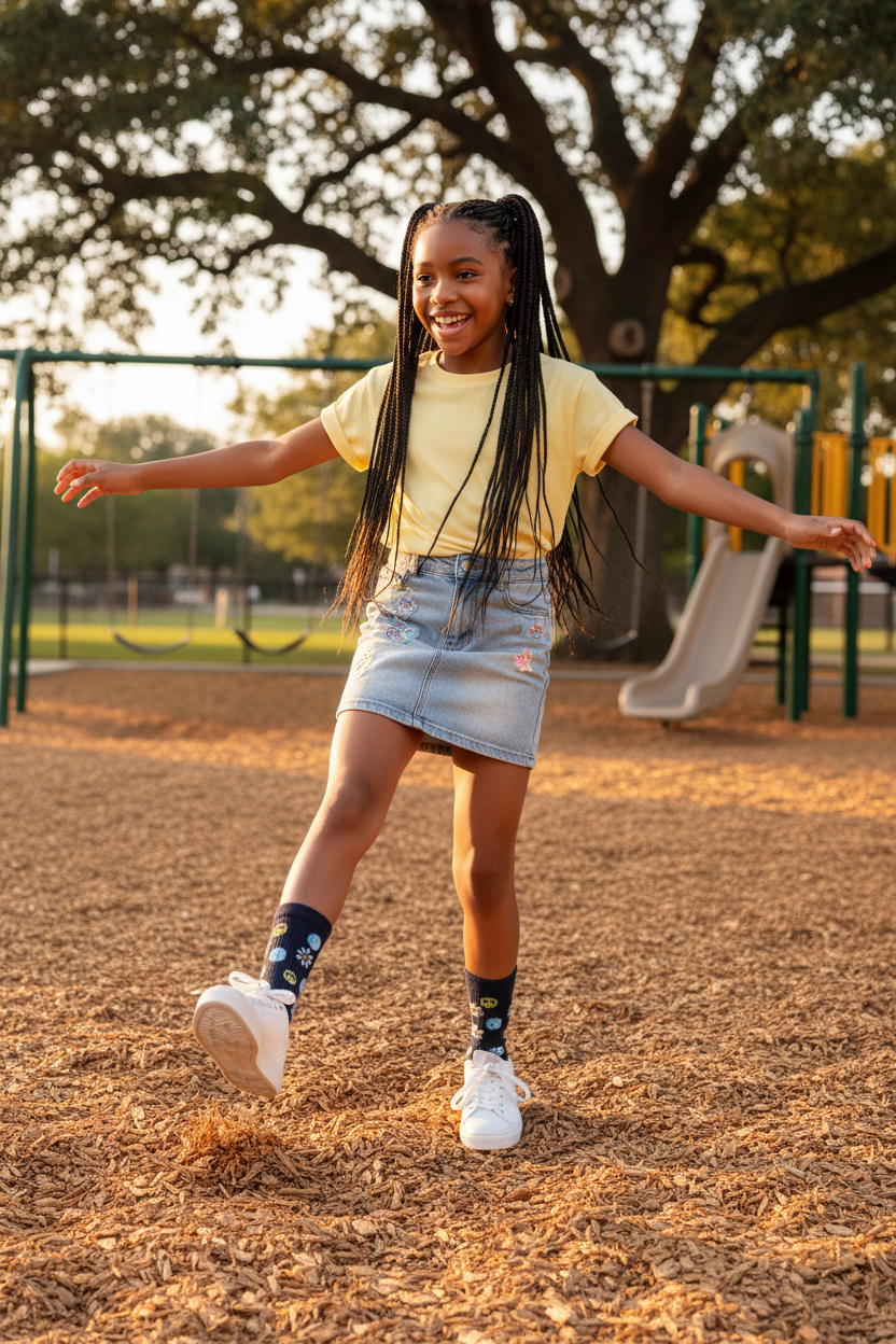 Justice Girls Smile Crew Socks 4 Pack Navy Blue White by Justice