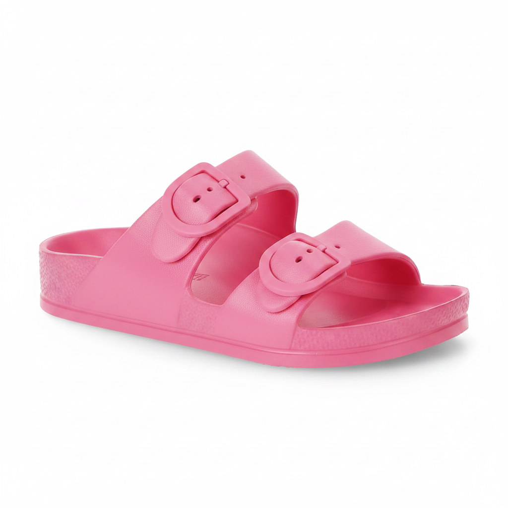 Kids Pink Double Buckle EVA Sandals Lightweight Waterproof Cushioned Footbed by Wonder Nation