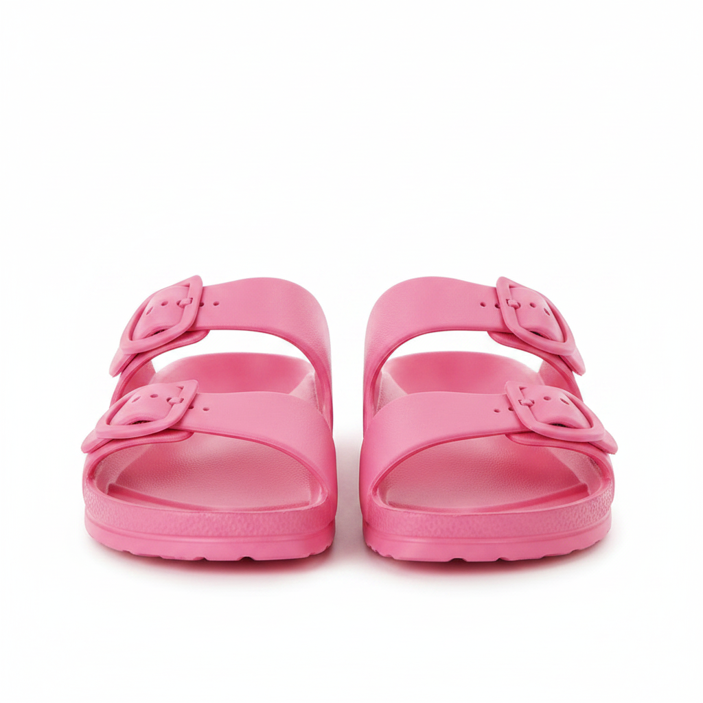 Kids Pink Double Buckle EVA Sandals Lightweight Waterproof Cushioned Footbed by Wonder Nation