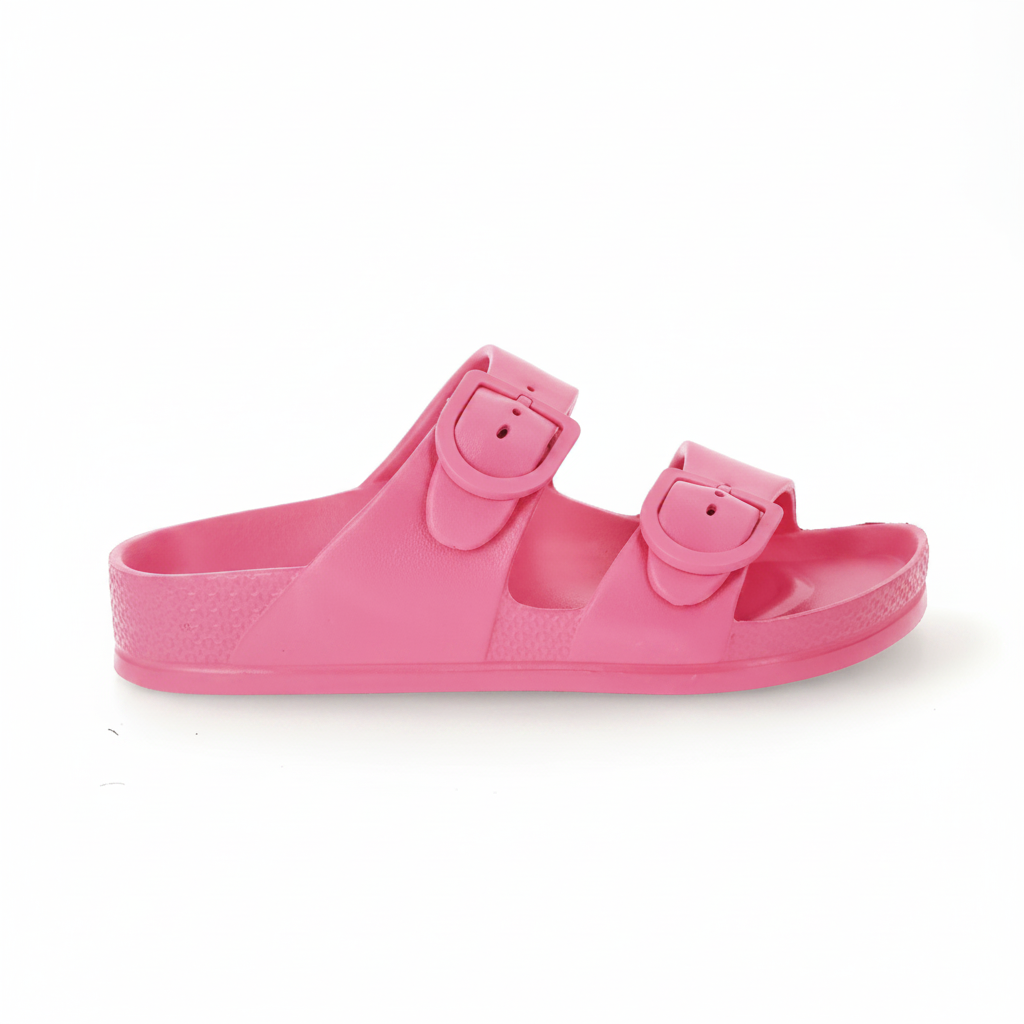 Kids Pink Double Buckle EVA Sandals Lightweight Waterproof Cushioned Footbed by Wonder Nation
