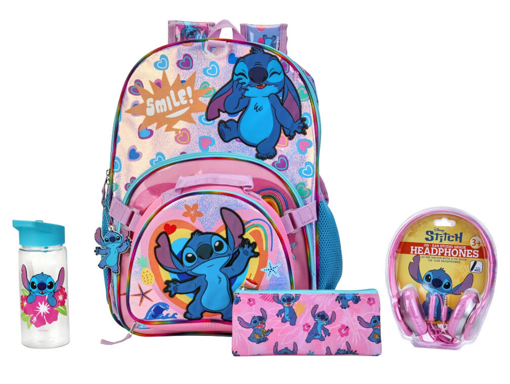 Lilo & Stitch 6-Piece Kids Backpack Set – Includes Backpack, Headphones, Lunch Bag & More by Stitch