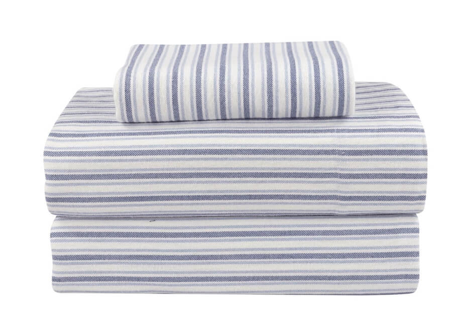 Mainstays 3-Piece Flannel Sheet Set – Twin Size, Blue Stripe by Mainstays