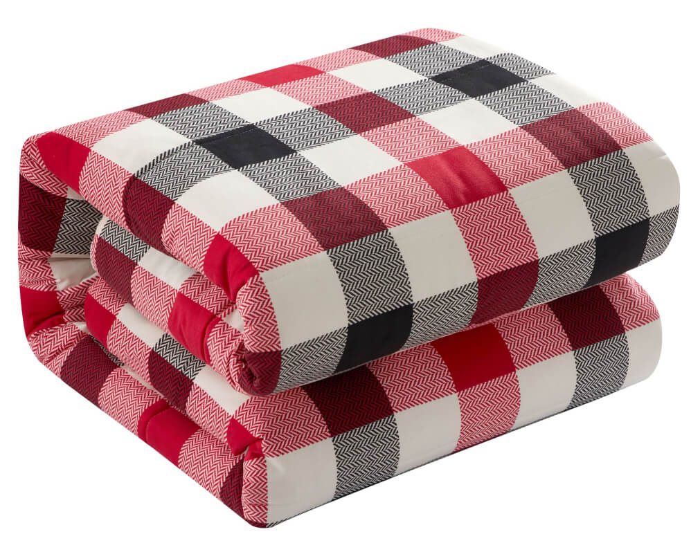Mainstays 3-Piece Red Plaid Reversible Sherpa Comforter Set – Ultra-Soft Flannel & Sherpa, Full/Queen by Mainstays