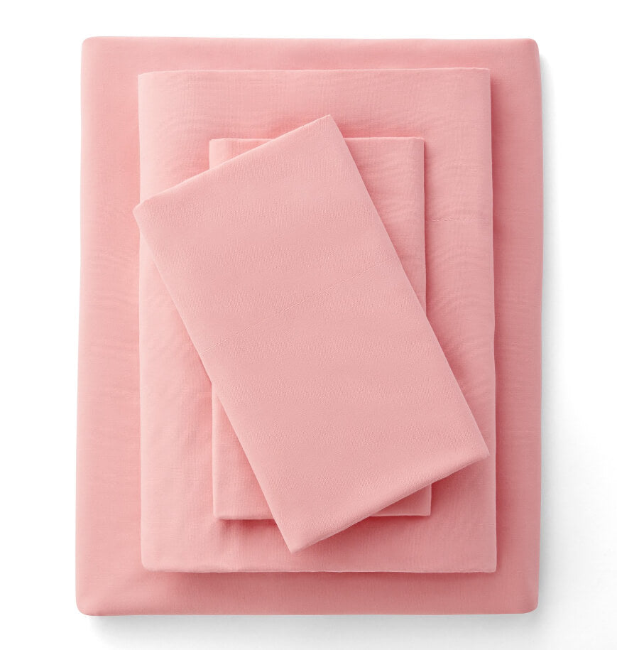 Mainstays 4-Piece Percale Bed Sheet Set – Full Size, Blush, 300 Thread Count by Mainstays
