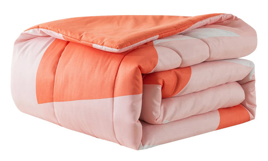 Mainstays Coral Geometric 5-Piece Bed in a Bag Comforter Set with Plush Throw – Reversible, Soft Microfiber, Machine Washable by Mainstays