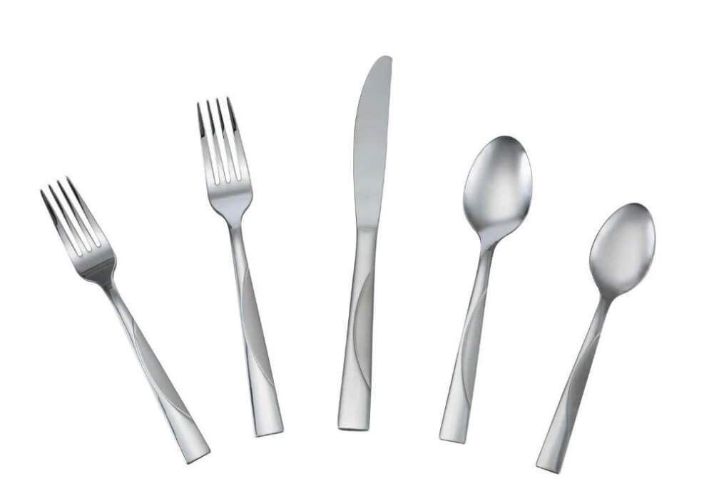 Mainstays Kingsley 20-Piece Flatware Set – Polished & Matte Two-Tone Stainless Steel for Everyday Dining by Mainstays
