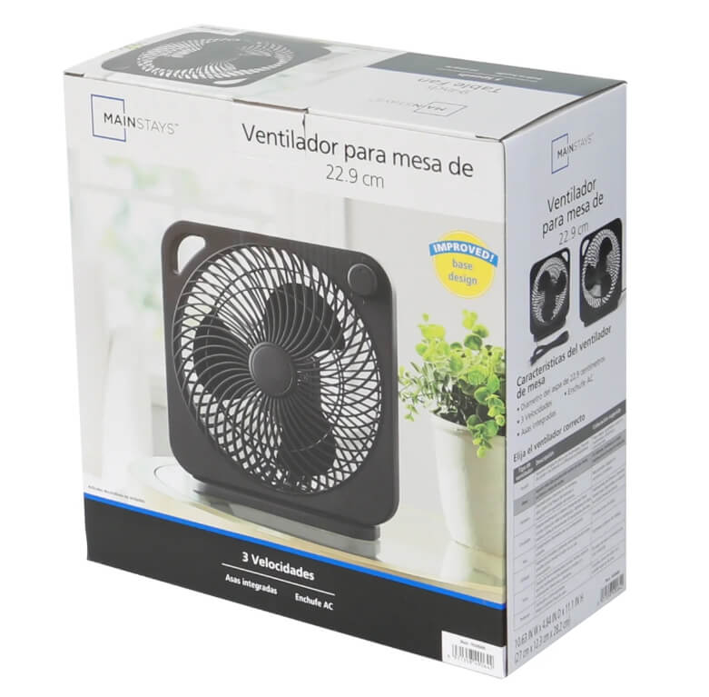Mainstays New Style 9 inch Box Indoor Comfort Personal AC Electric Fan, 3 Speeds by Mainstays