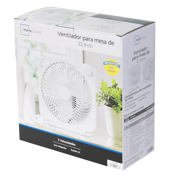 Mainstays New Style 9 inch Box Indoor Comfort Personal AC Electric Fan, 3 Speeds by Mainstays