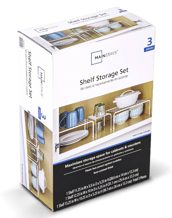 Mainstays Pantry Kitchen Wire Shelf Storage Dish, Cups, Food Organizer Set, 3 Pieces, White by Mainstays