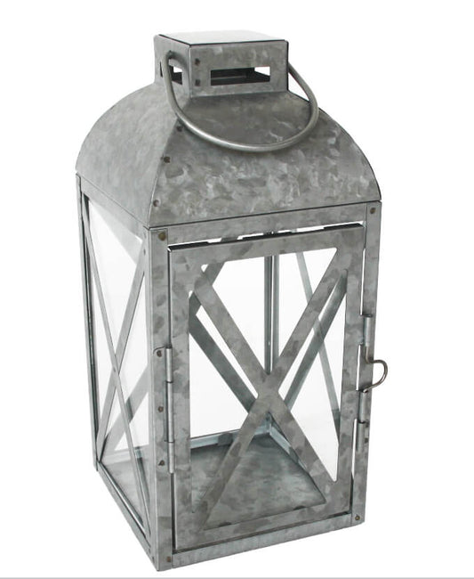 Mainstays Small Galvanized Metal Candle Holder Lantern, Antique Gray by Walmart