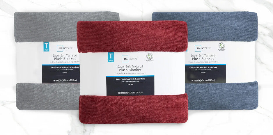 Mainstays Red Super Soft Textured Plush Blanket – Twin Size, Cozy Polyester, Machine Washable by Mainstays