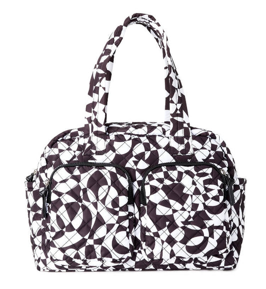 No Boundaries Women's Double Pocket Weekender Black White Kaleidoscopic by Walmart