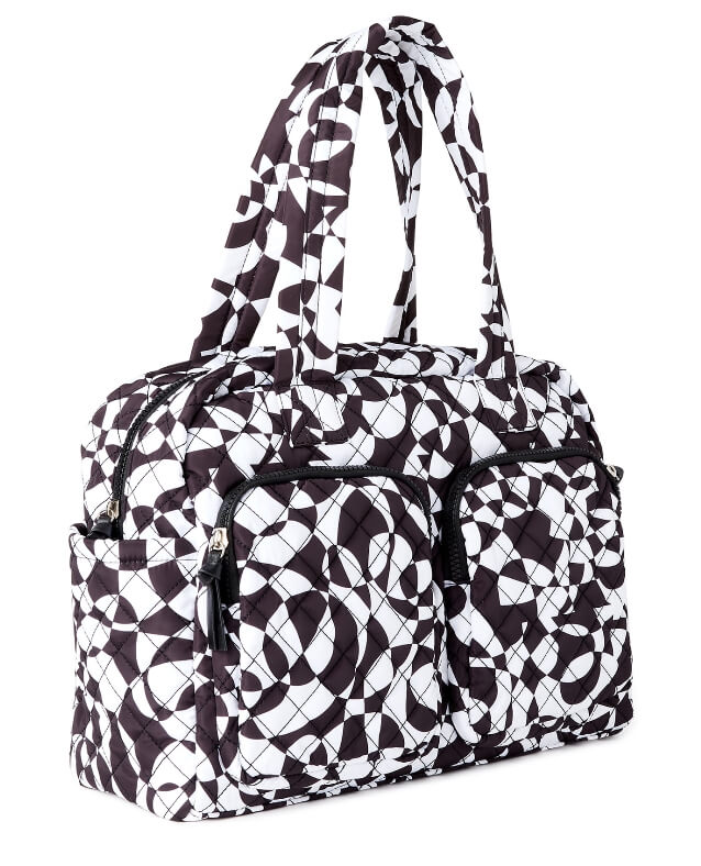 No Boundaries Women's Double Pocket Weekender Black White Kaleidoscopic by Walmart