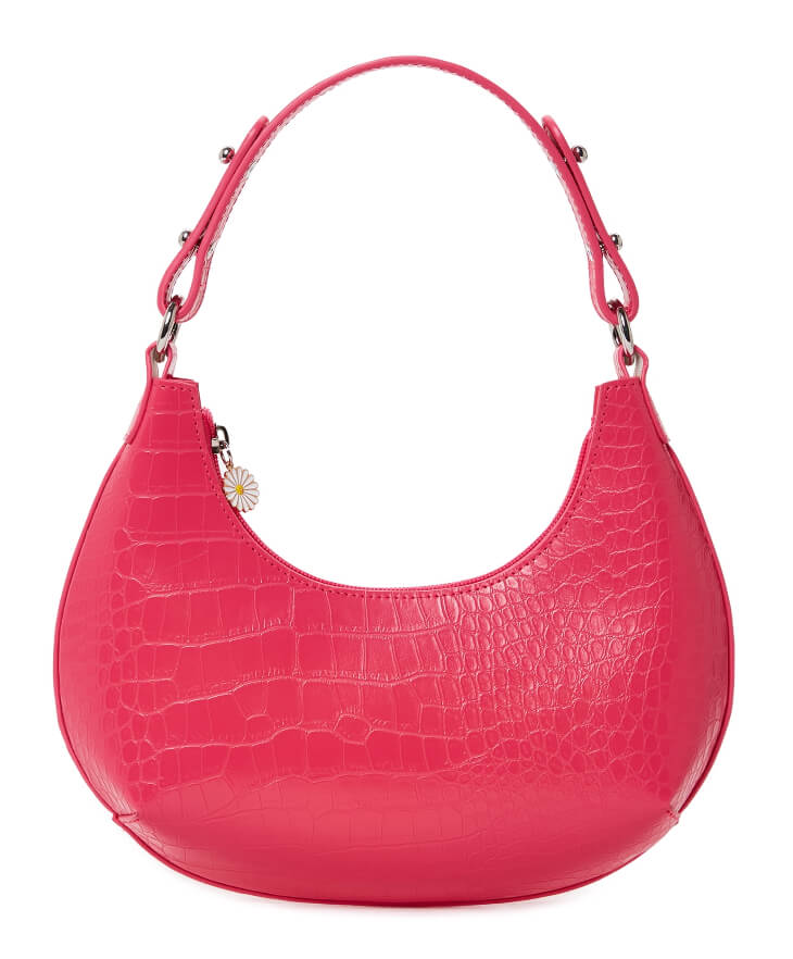 No Boundaries Women’s Joyful Expression Shoulder Bag Racy Pink Crocodile by Walmart