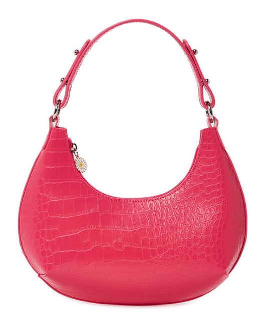 No Boundaries Women’s Joyful Expression Shoulder Bag Racy Pink Crocodile by Walmart