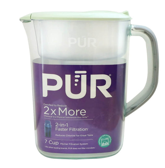 PUR 7-Cup Water Filter Pitcher – Lime Green, BPA-Free, Dishwasher Safe, Reduces 15+ Contaminants by PUR