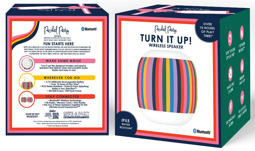 Packed Party 'Stripe It Rich' Bluetooth Wireless Portable Speaker by Packed Party