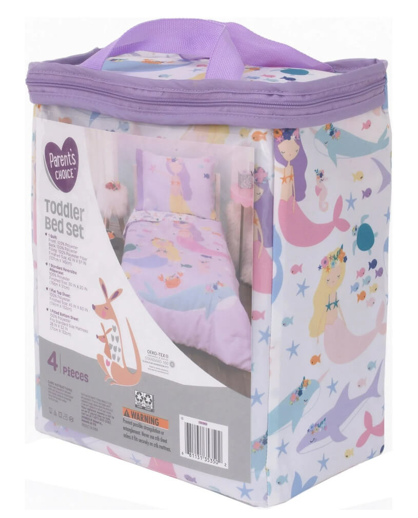Parent's Choice 4-Piece Toddler Bedding Set – Mermaids and Friends Design, Soft & Cozy Sleep Set by Parent’s Choice