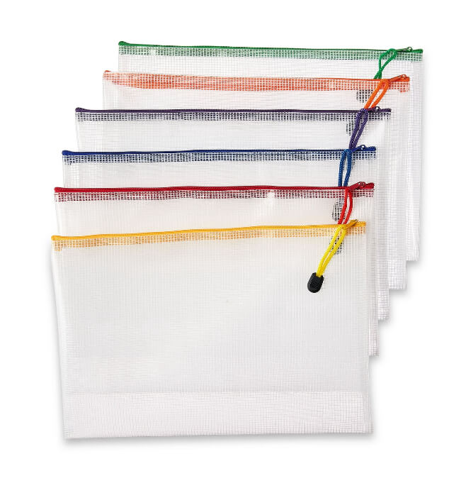 Pen + Gear Mesh Zipper Pouches, 6 Pack, Clear by Walmart