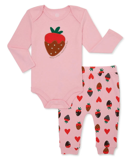 Baby Girl Valentine's Day Outfit Set, 2-Piece by Wonder Nation