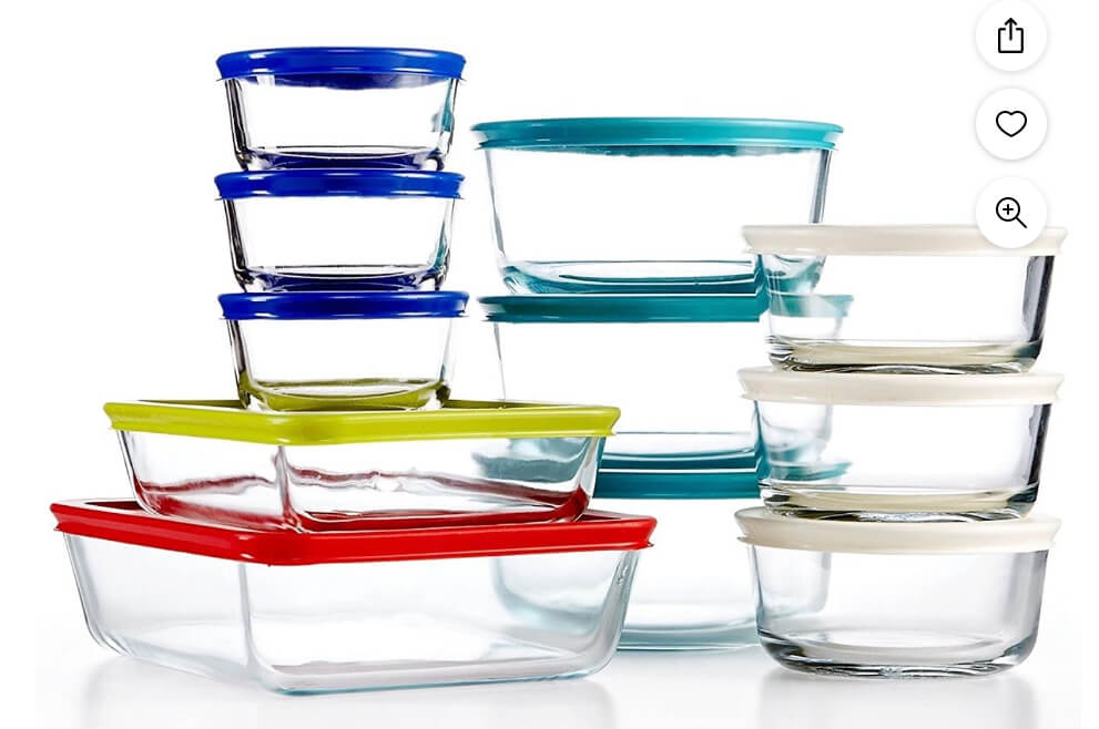 Pyrex 22 Piece Durable and Dependable Food Storage Container Set with Lids, Multicolor by Walmart