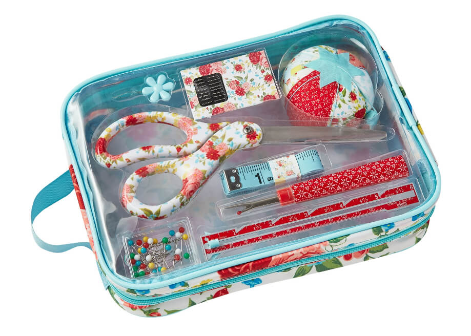 The Pioneer Woman Sewing Kit – Portable 12-Piece Set with Floral Carrying Case by Walmart