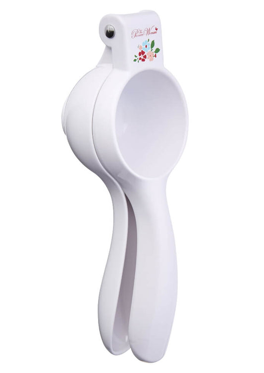 The Pioneer Woman Garden Party Handheld Cast Citrus Fruit Press Juicer with Filter, White by Walmart