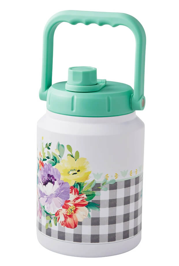 The Pioneer Woman Sweet Romance 0.5-Gallon Stainless Steel Water Bottle – Teal Floral Design by The Pioneer Woman