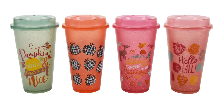 16-Ounce Multi Color Plastic Color Changing Cup, 4-Packs Harvest Print by Walmart