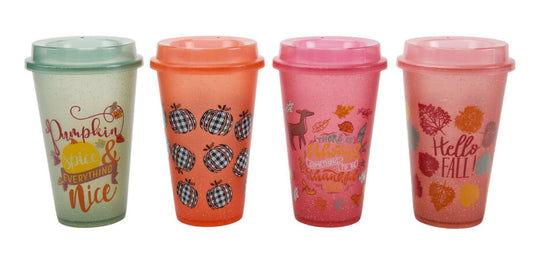 16-Ounce Multi Color Plastic Color Changing Cup, 4-Packs Harvest Print by Walmart