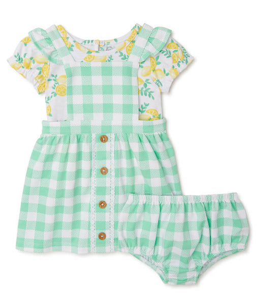Wonder Nation Baby Girl Pinafore Dress, Short Sleeve T-Shirt and Diaper Cover Outfit Set, 3-Piece by Walmart