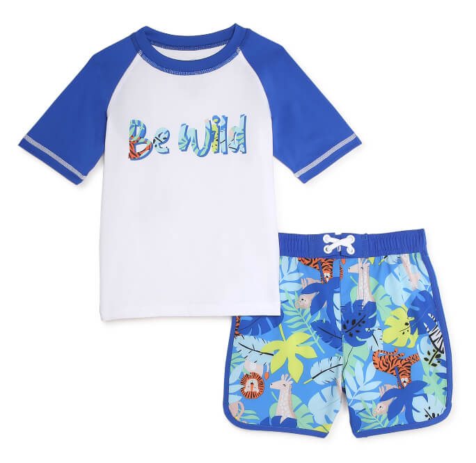 Wonder Nation Baby and Toddler Boy Rash Guard and Swim Trunks, 2-Piece, Sizes 12M-5T by Walmart