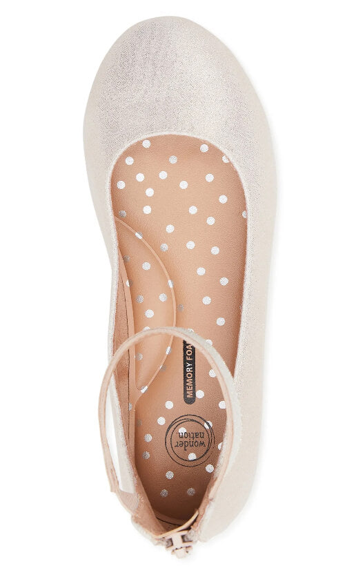 Wonder Nation Little and Big Girl Ballet Flats with Ankle Strap by Wonder Nation