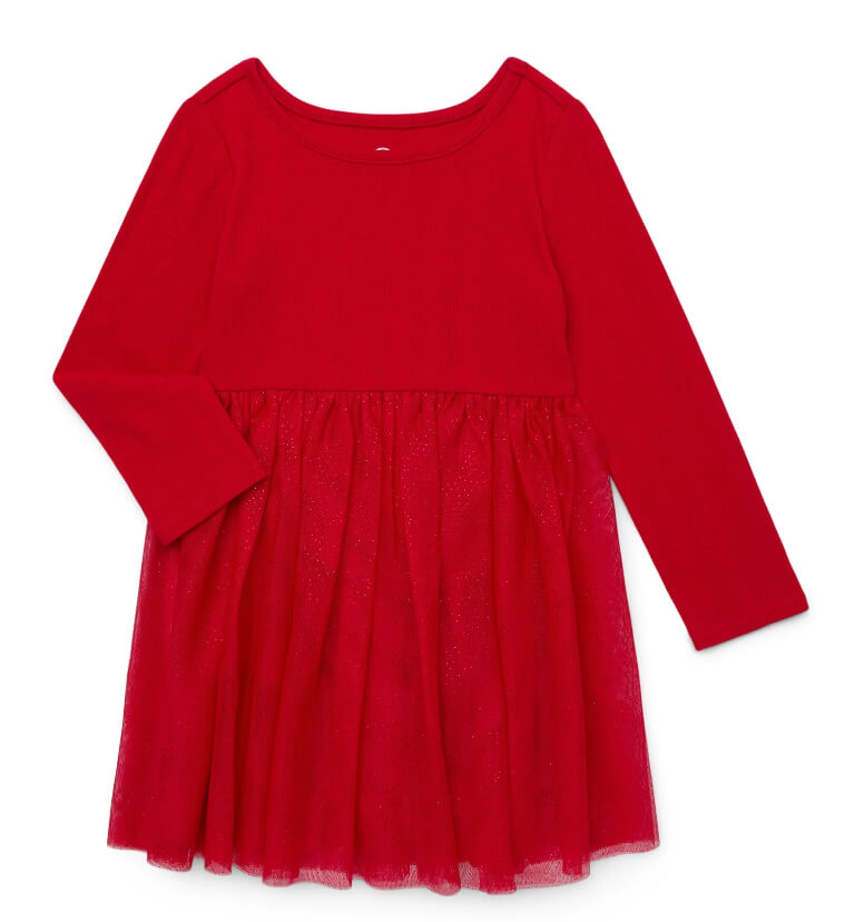 Wonder Nation Toddler Girl Long Sleeve Tutu Dress – Sparkle Tulle Skirt & Soft Pointelle Bodice by Wonder Nation