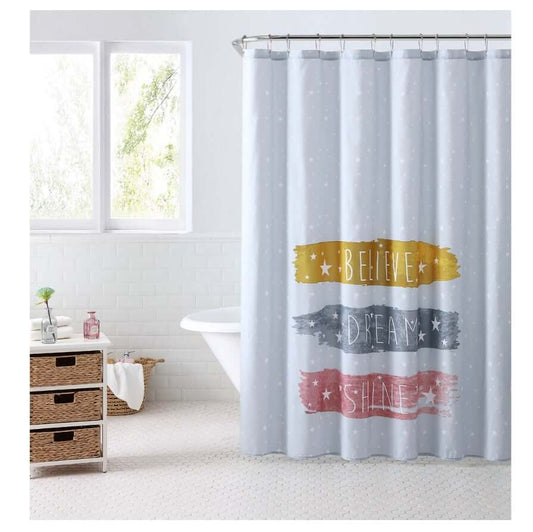 Your Zone Believe, Dream, Shine Microfiber Fabric Shower Curtain by Walmart