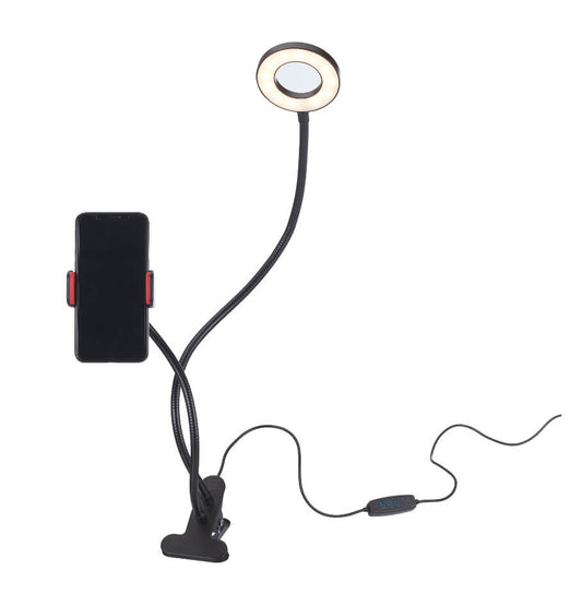 onn. Selfie Lamp with Adjustable Smartphone Holder, Black, 21" by Walmart